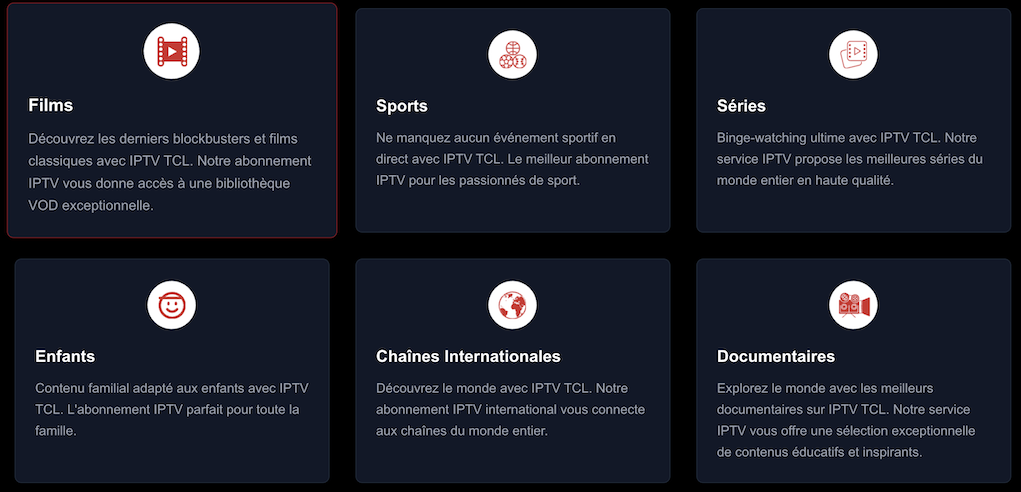 IPTV TCL fonctionnalités principales