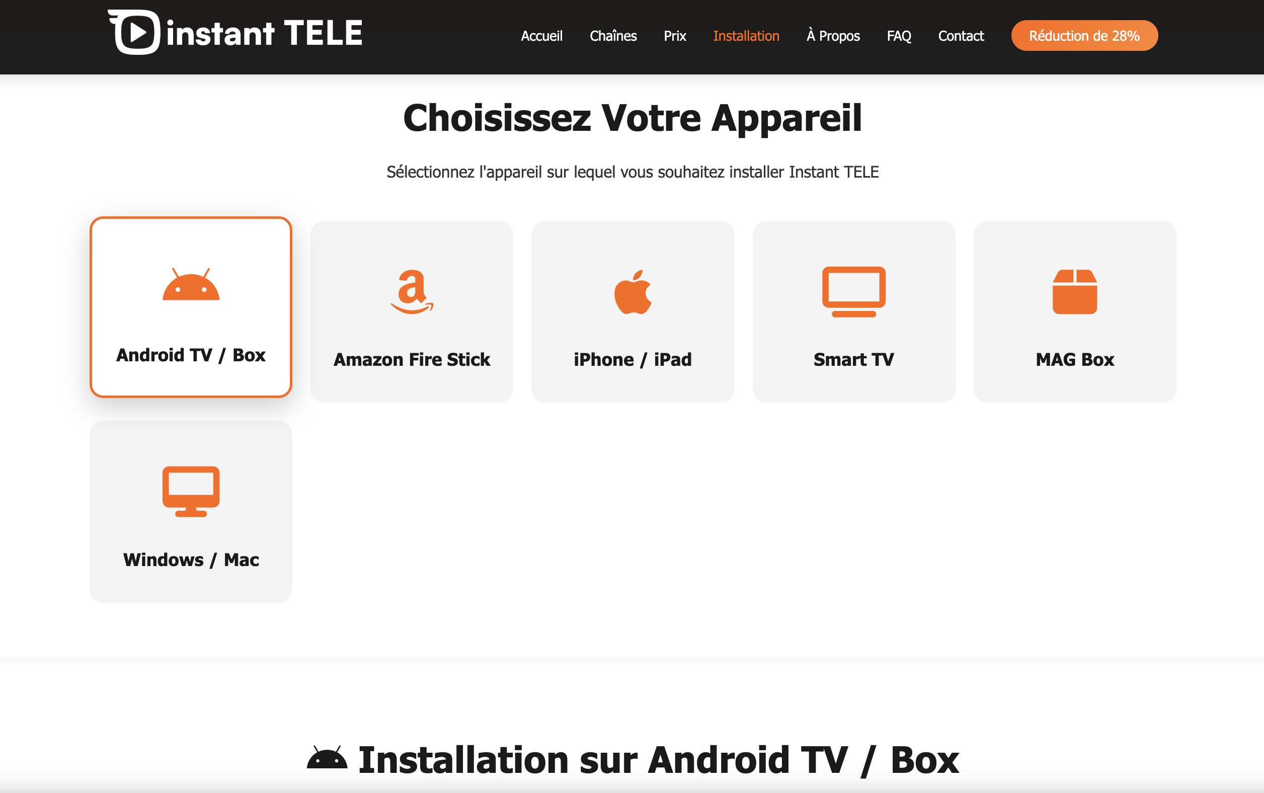 installation d'Instant TELE